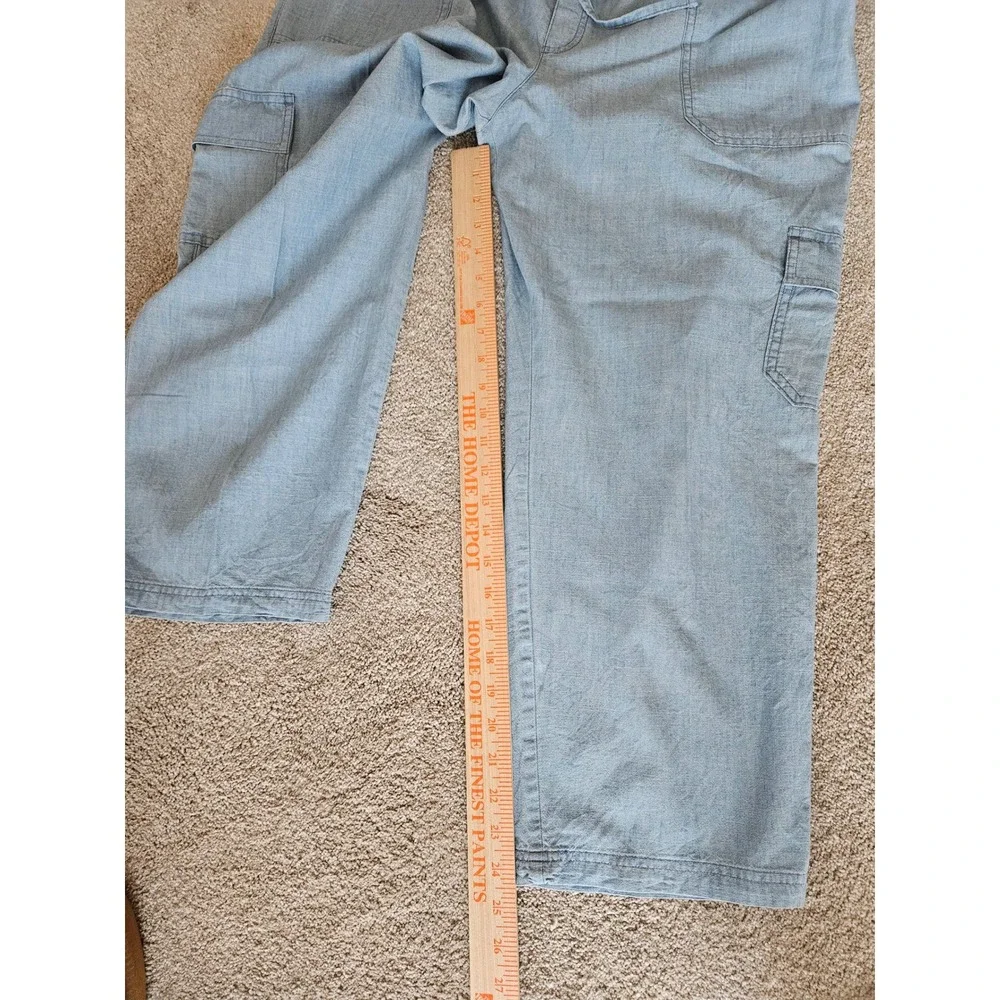 J.Crew Cargo Pants Women 18 Light Blue Chambray Wide Leg Minimalist Capsule Boho
